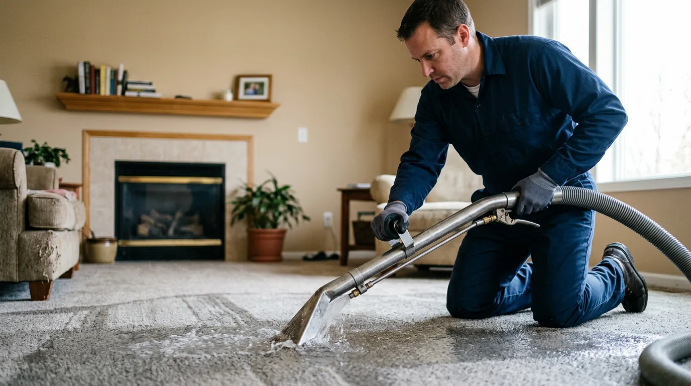 Water damage restoration technician working near Poquoson, VA